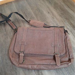 Eddie Bauer brown Leather Messenger Bag